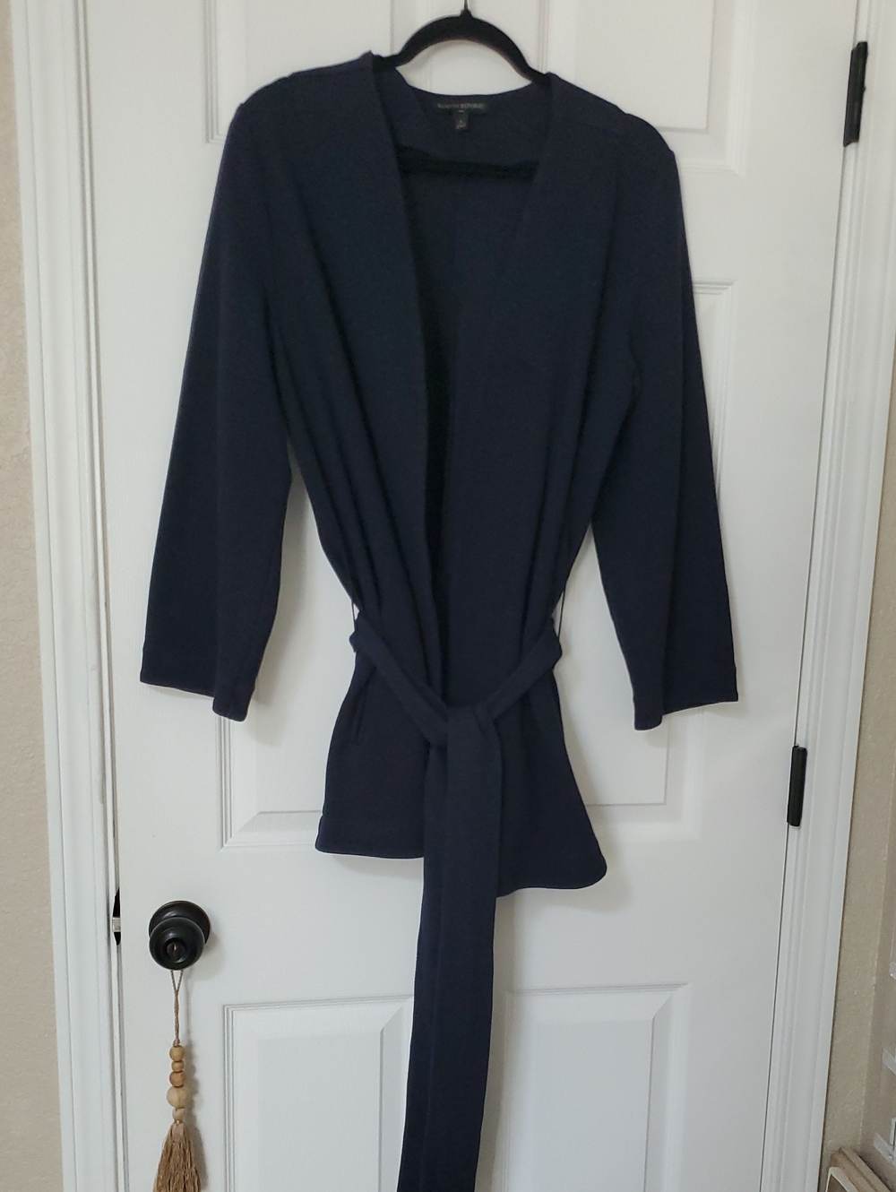 Banana Republic Navy Belted Wrap Cardigan Jacket